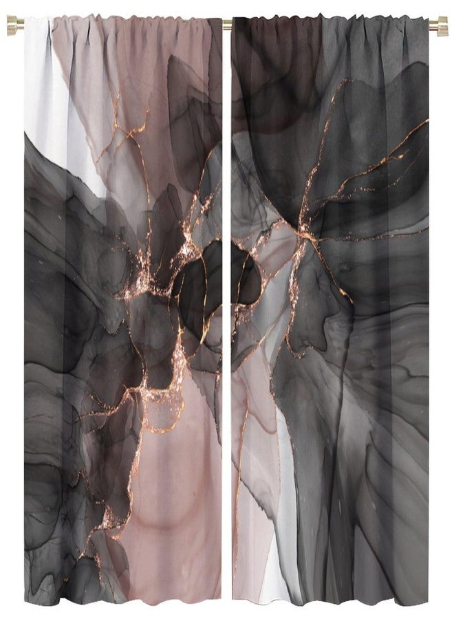 JADERYS Marble Blackout Curtains Abstract Marble Modern Luxury Black Pink Gold Liquid Art Print for Girls Women Bedroom Living Room Decor Rod Pocket Window Drape 42x45in - Image 1